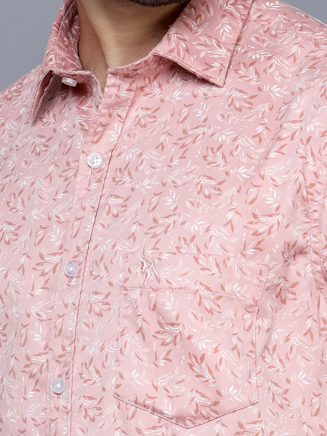 Men's Pink Casual Floral Print Half Sleeve Shirt