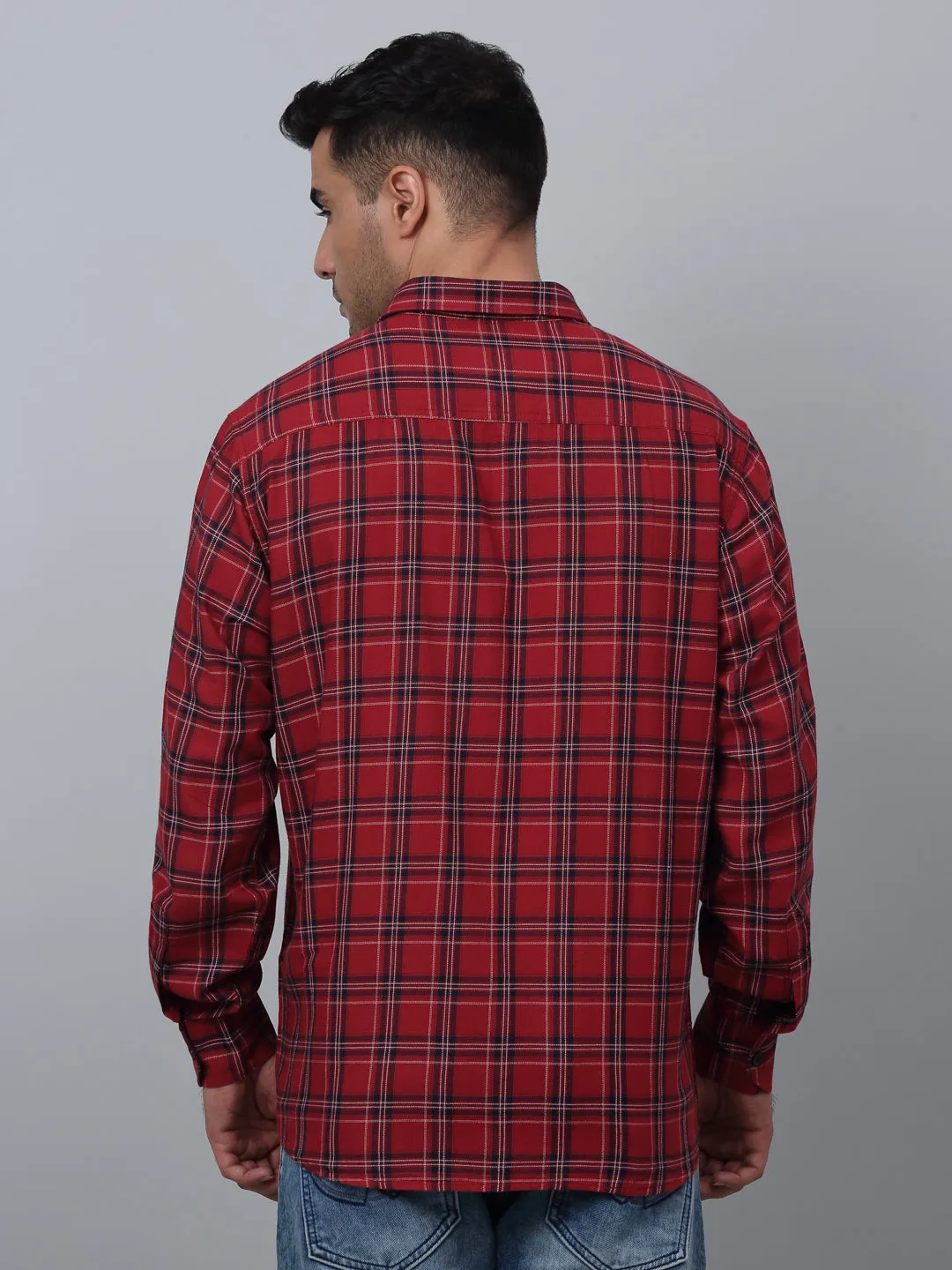 Men's Red  Casual Big Checks Full Sleeve Shirt