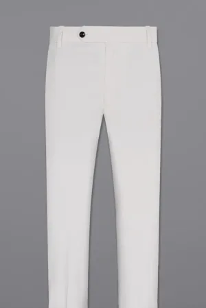 Men's White Premium Pants Male Casual Solid Color Comfortable Quality Pure Color Trouser