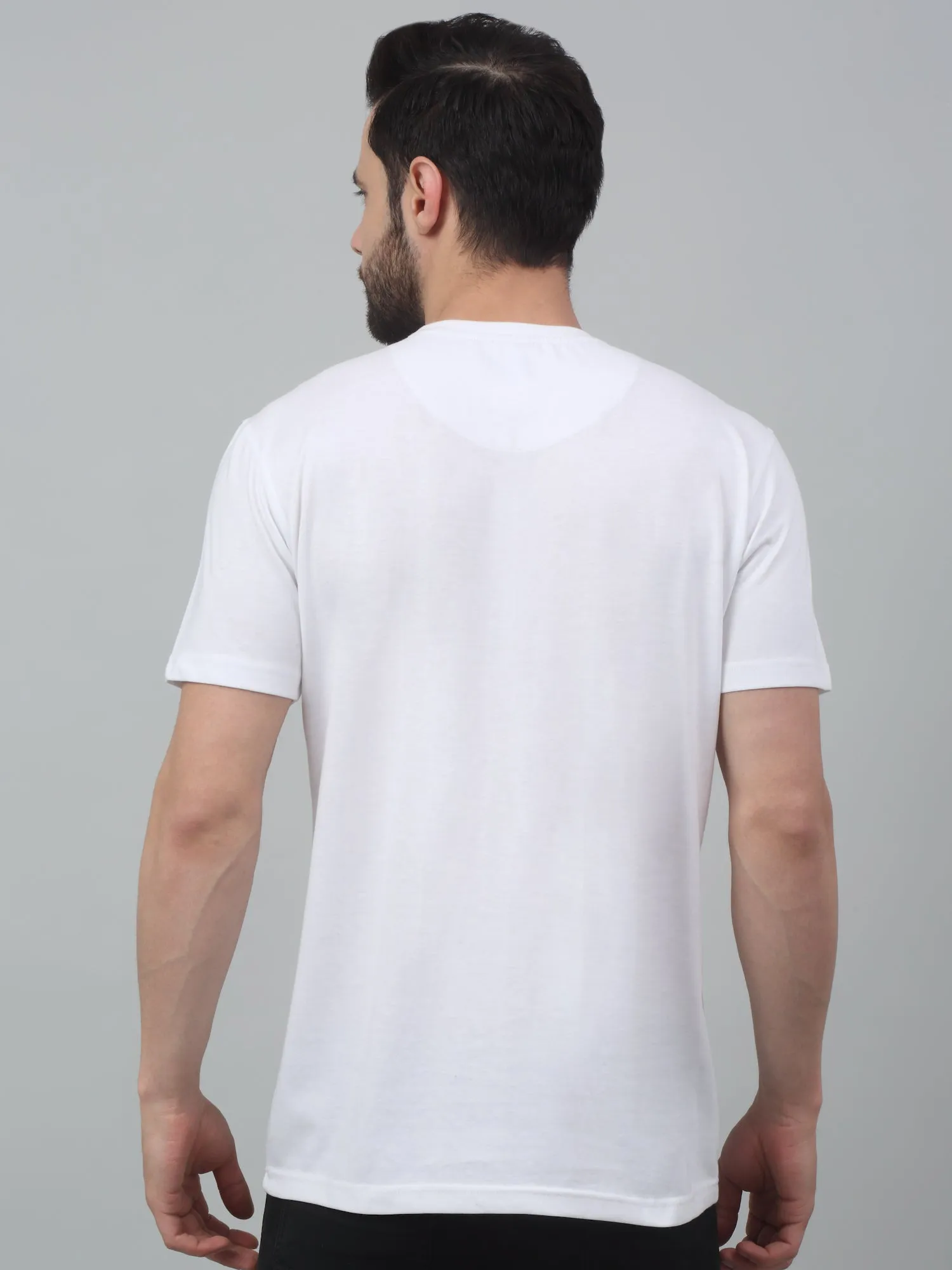 Men's White  Round neck Half Sleeve T-Shirt with Typographic print