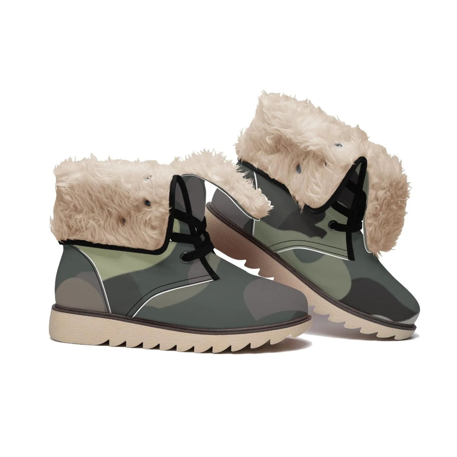 Misha Cotton-pad Fur Lining Boots - Army