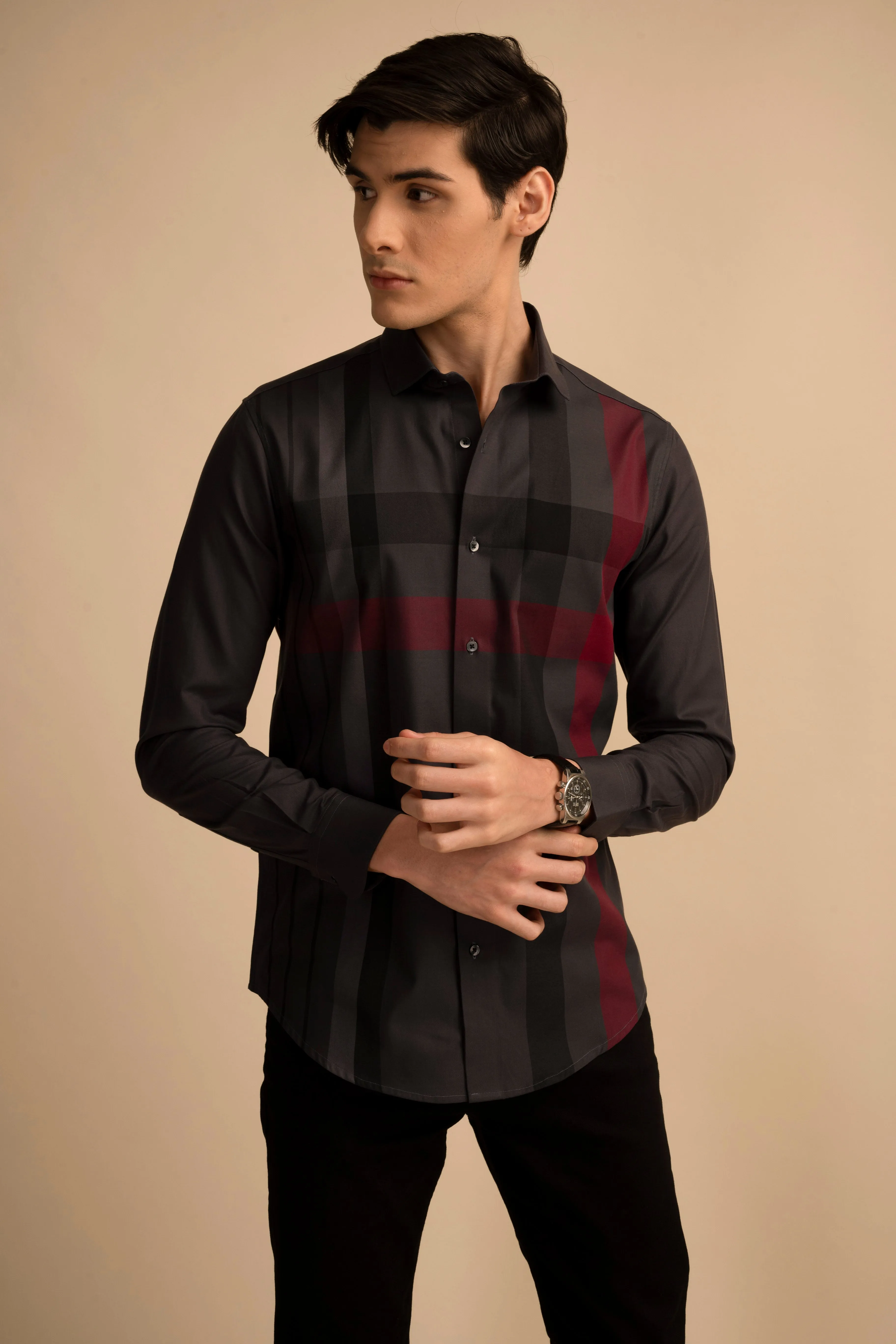 Multi Check Charcoal Shirt EOSS