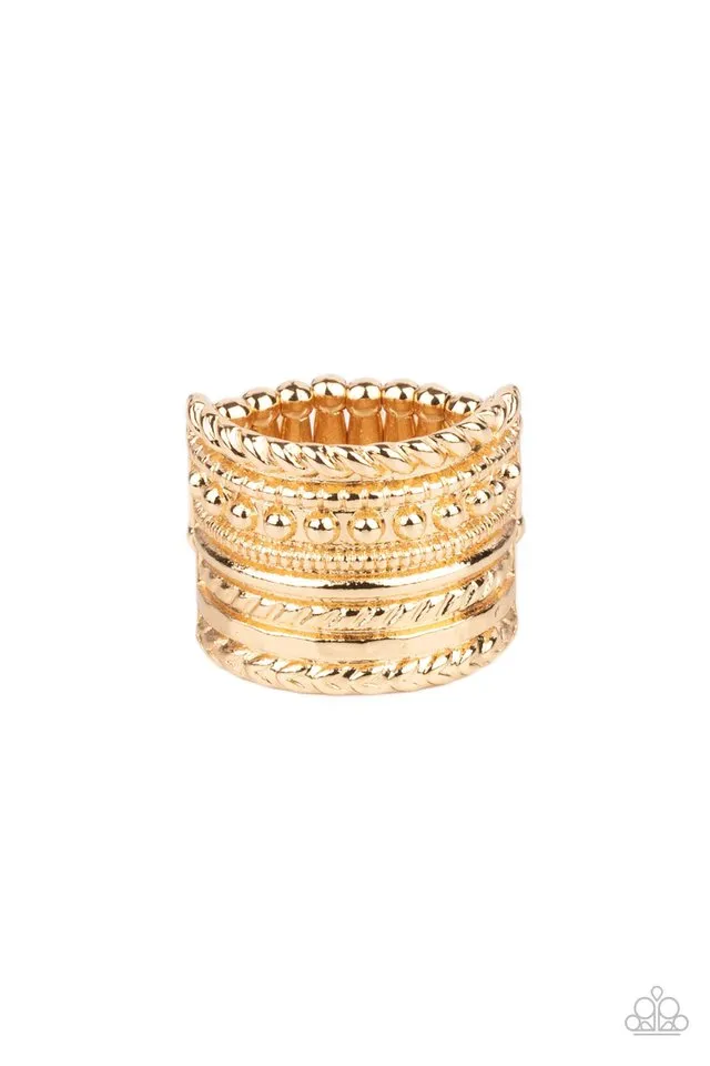 Paparazzi Ring ~ Stacked Odds - Gold