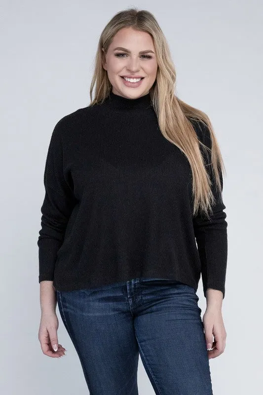 Plus Drop Shoulder Long Sleeve Top