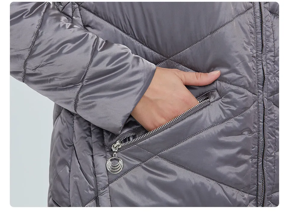 Quilted Down Waterproof Coat with Hood