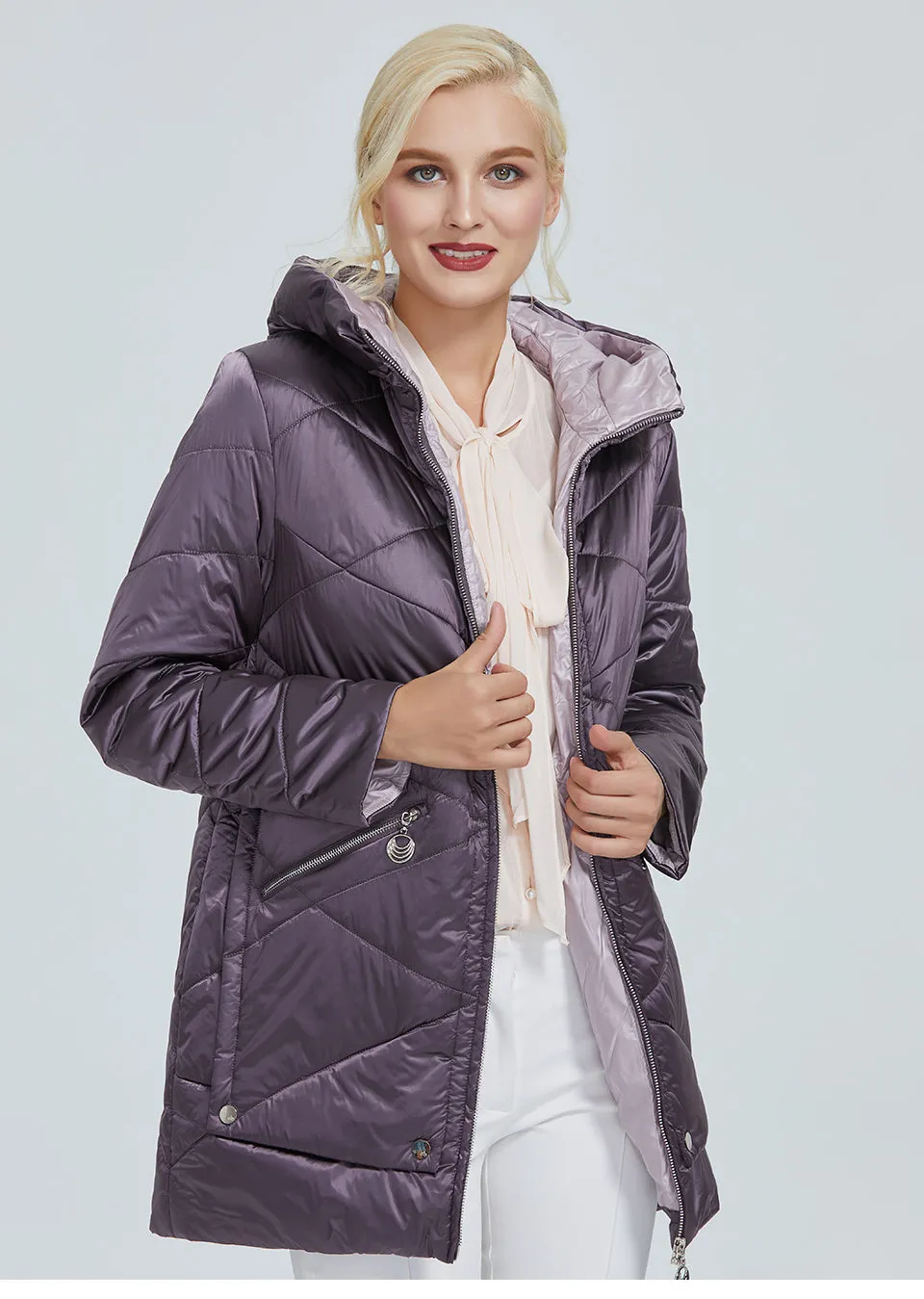 Quilted Down Waterproof Coat with Hood