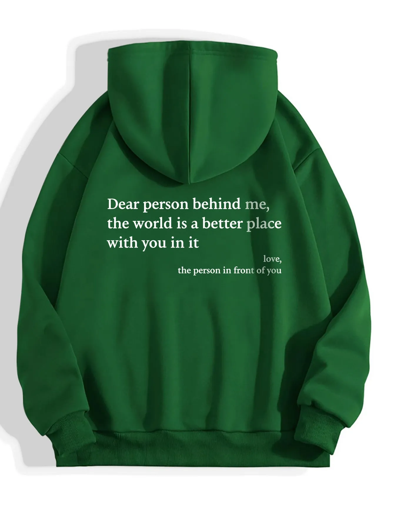 "Dear Person Behind Me" Letter Printed Plush Hoodie | Trendy Unisex Kangaroo Pocket Hoodie