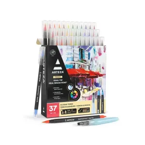 Real Brush Pens | 36 Colors | Dual-Tip Watercolor Markers with Flexible Nylon Brush Tips