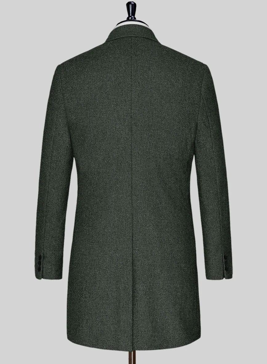 Rope Weave Green Tweed Overcoat