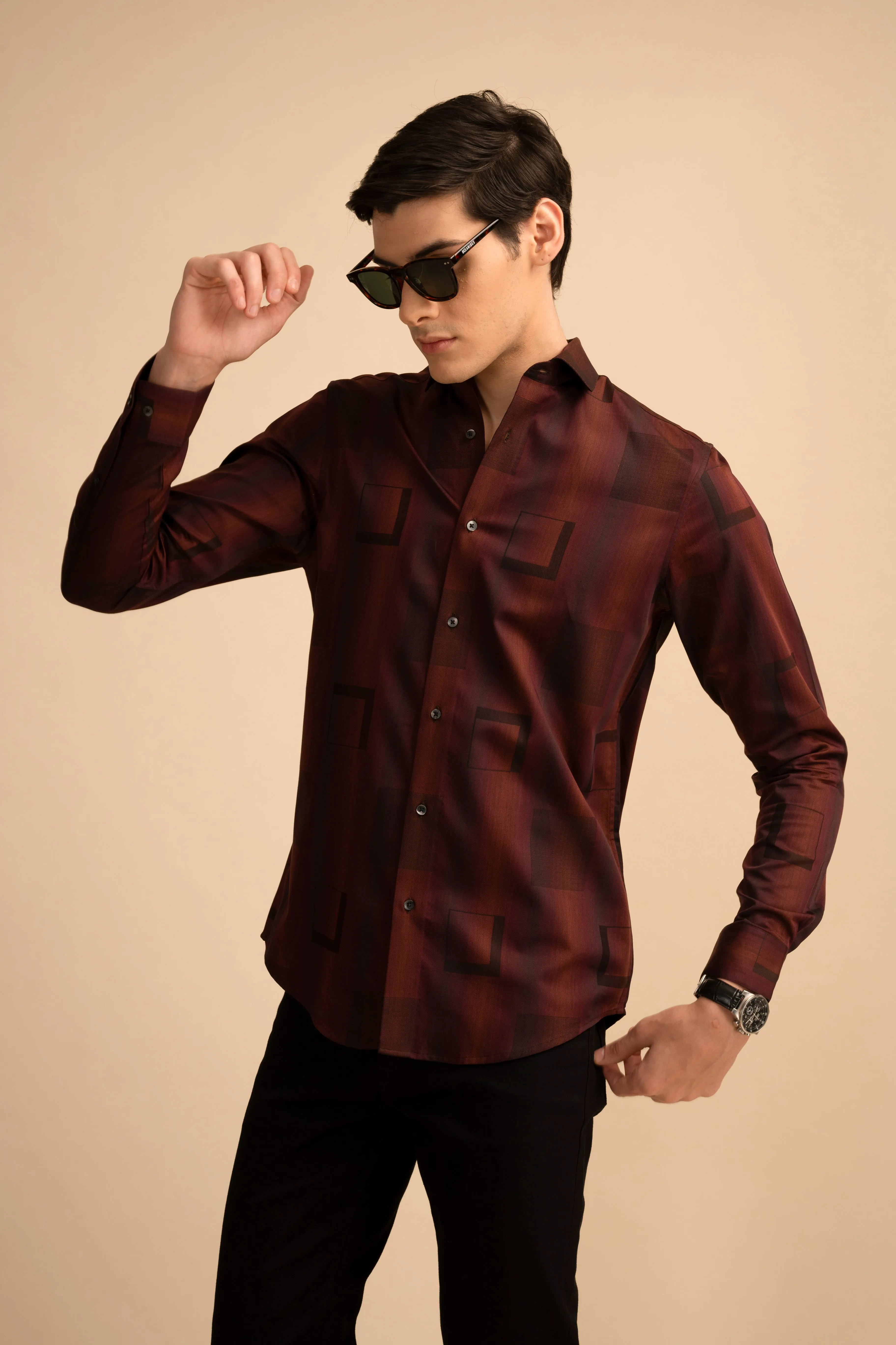 Rust Cube Pattern Shirt EOSS