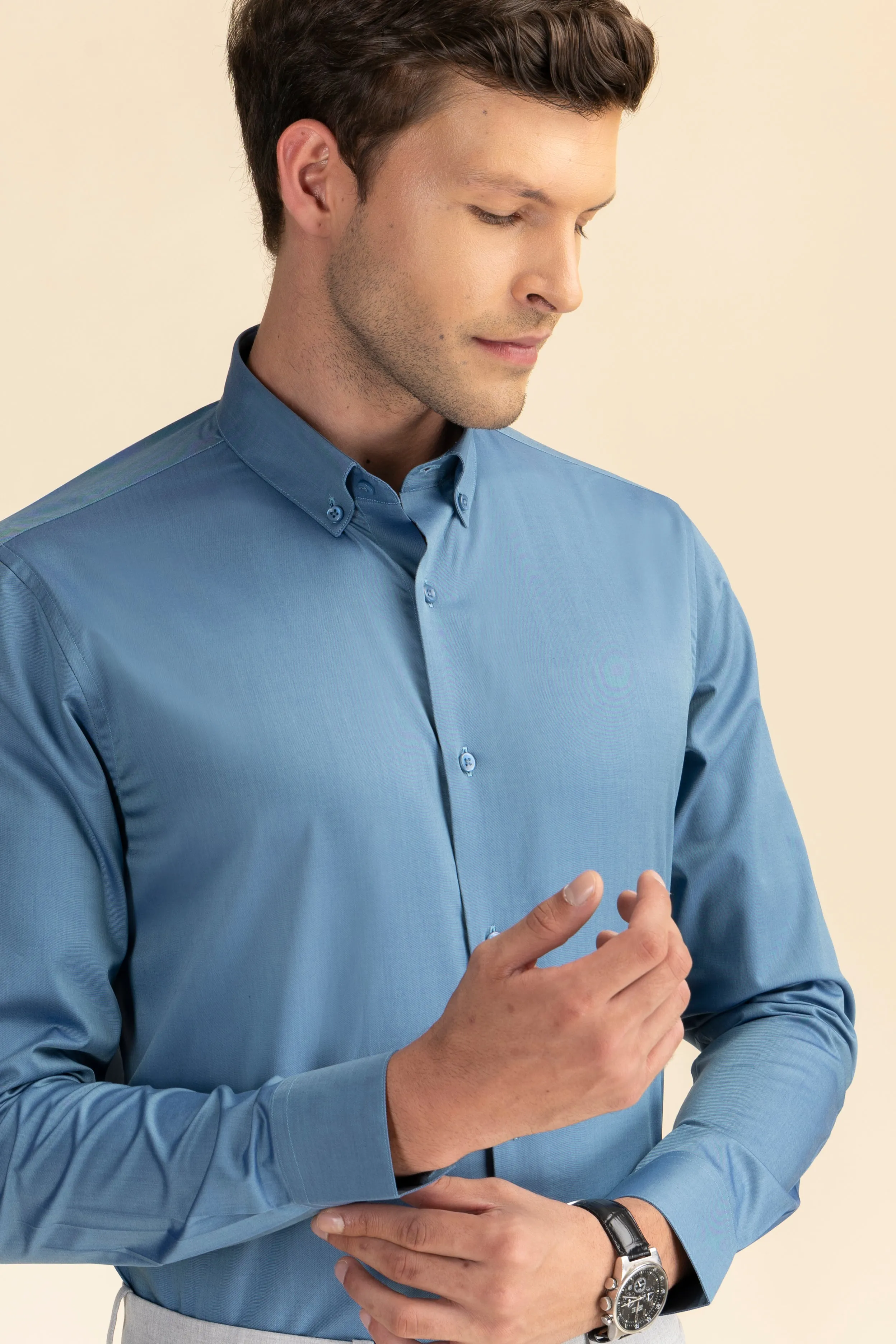 Teal Poplin Solid Shirt