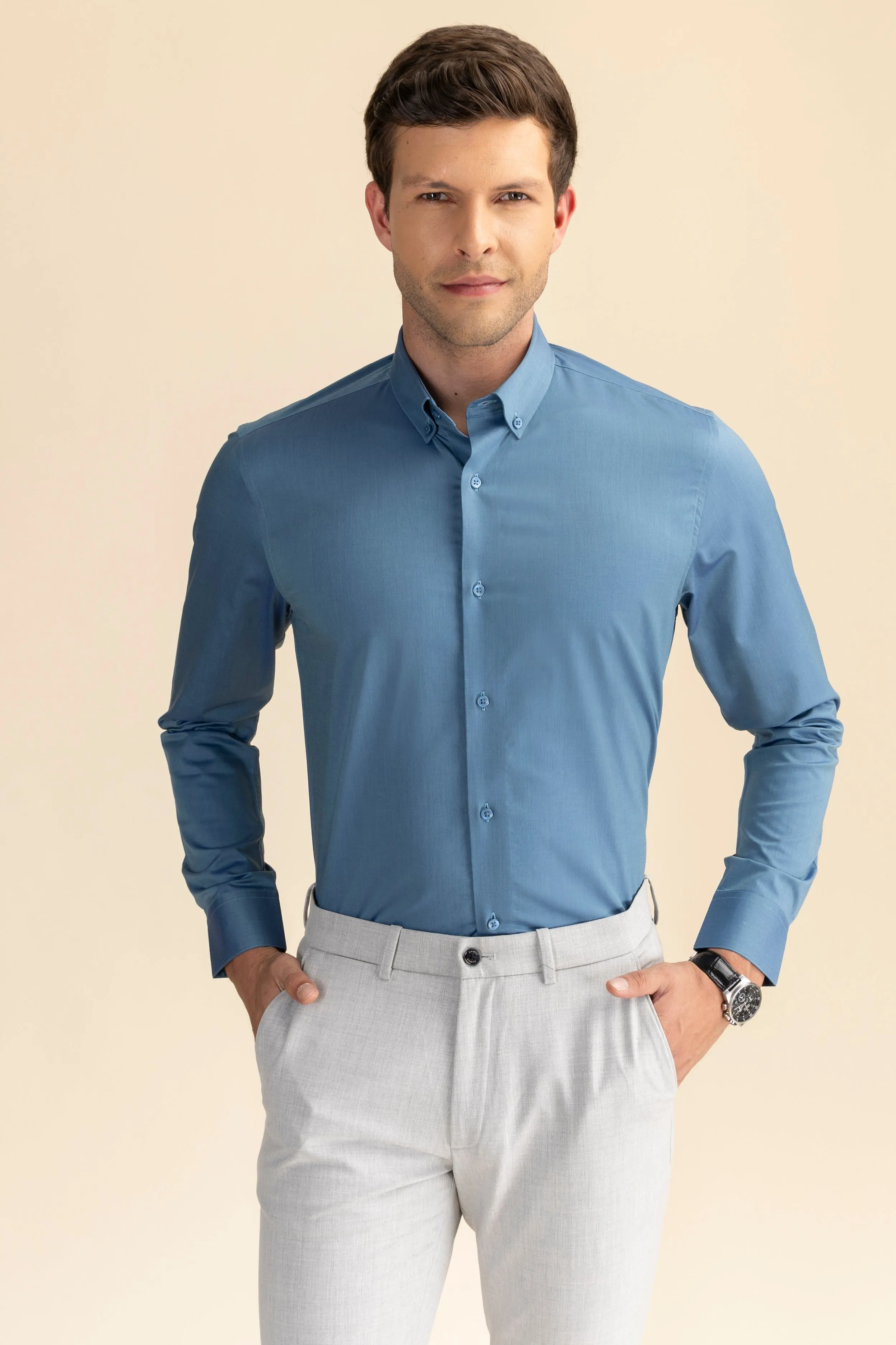 Teal Poplin Solid Shirt