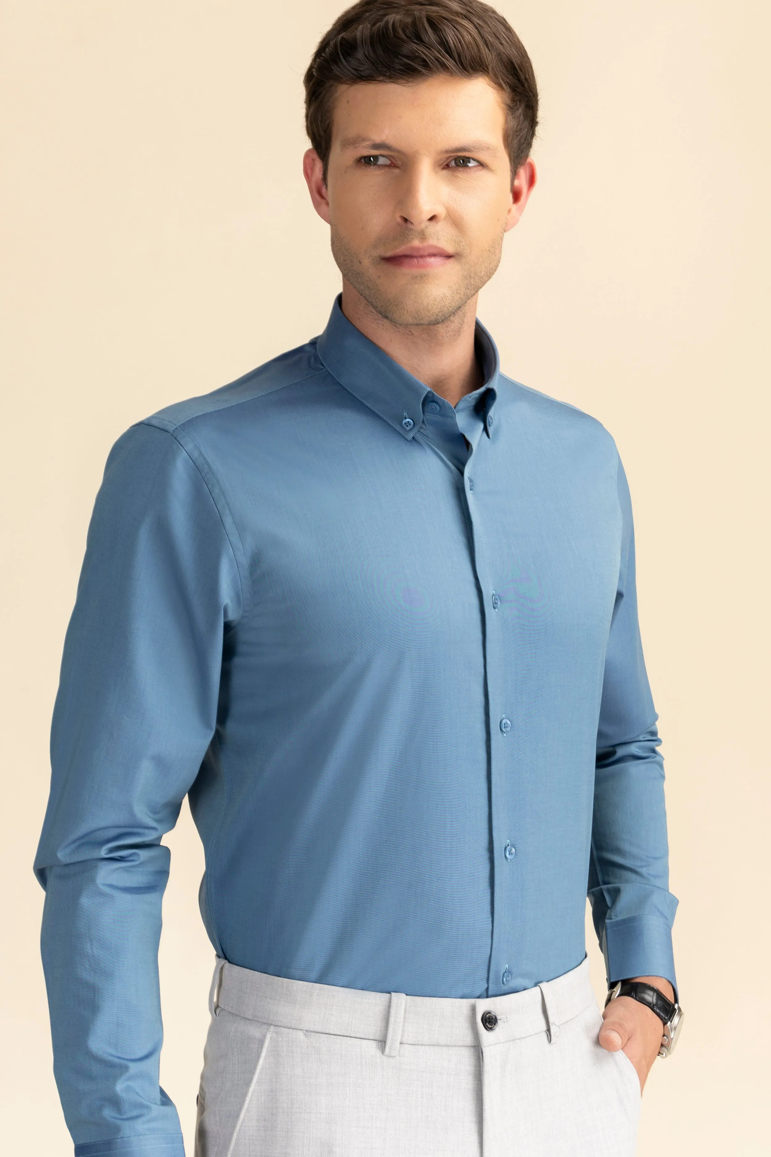 Teal Poplin Solid Shirt