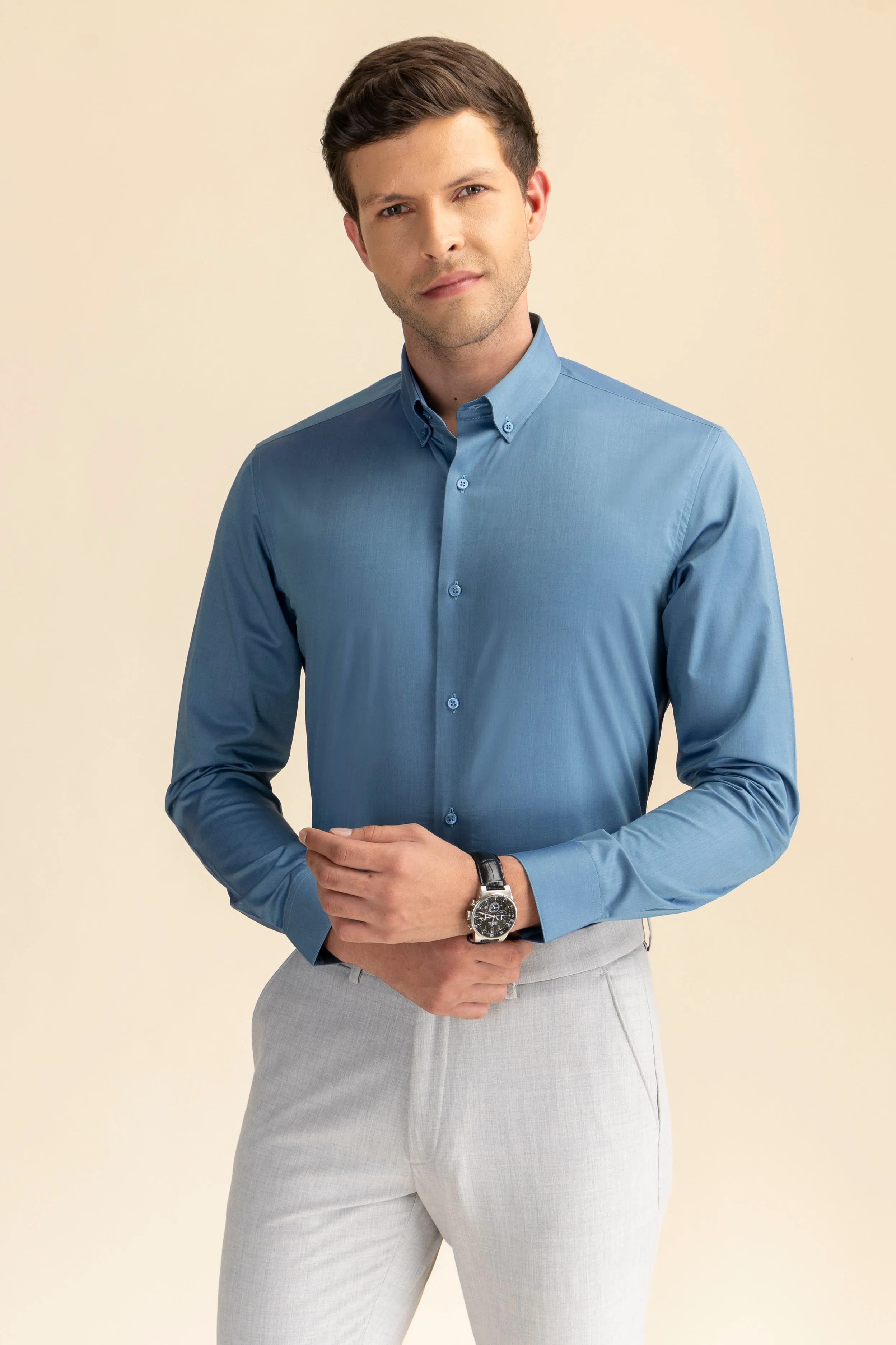 Teal Poplin Solid Shirt