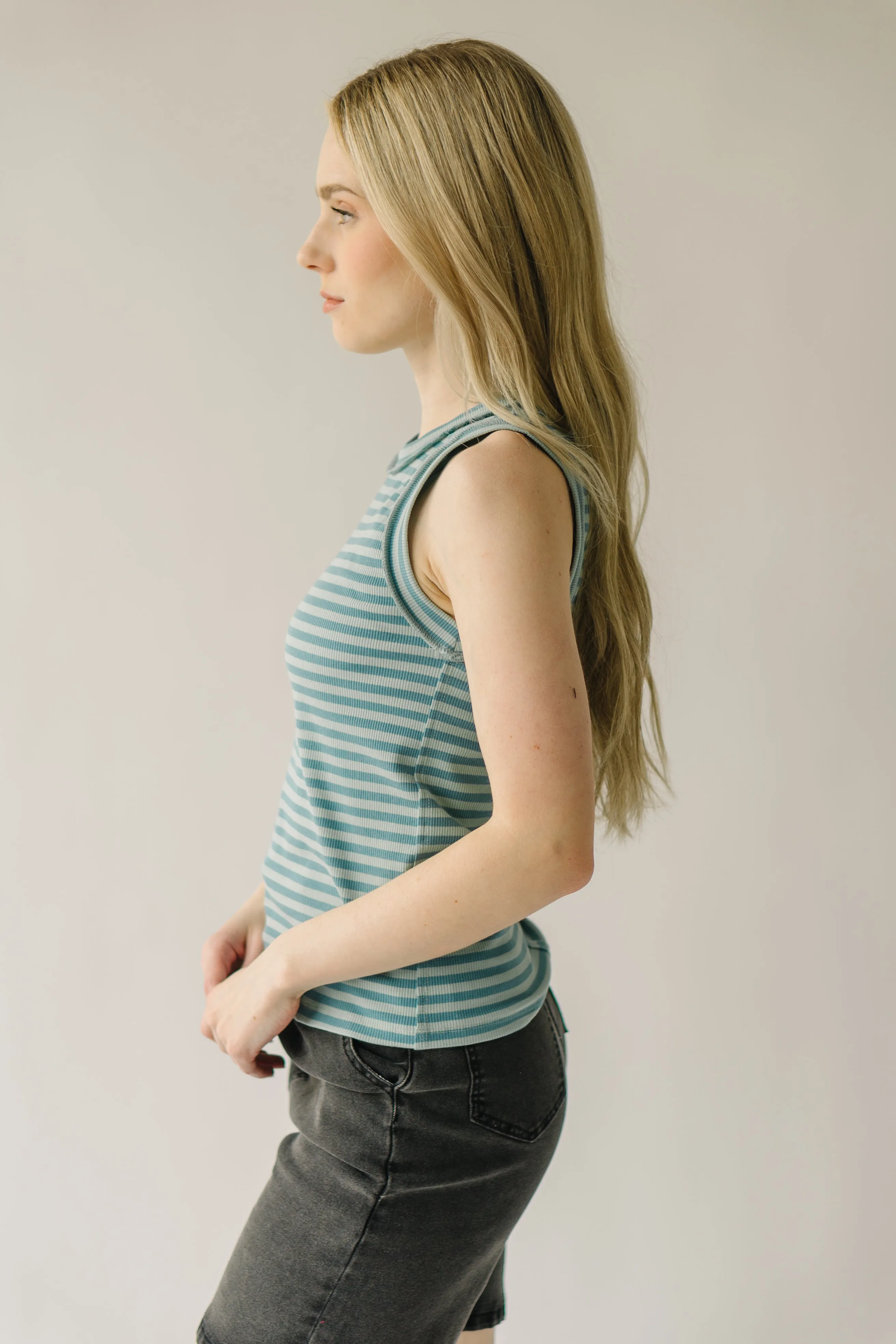 The Reichman Striped Knit Tank in Cloud Stripe