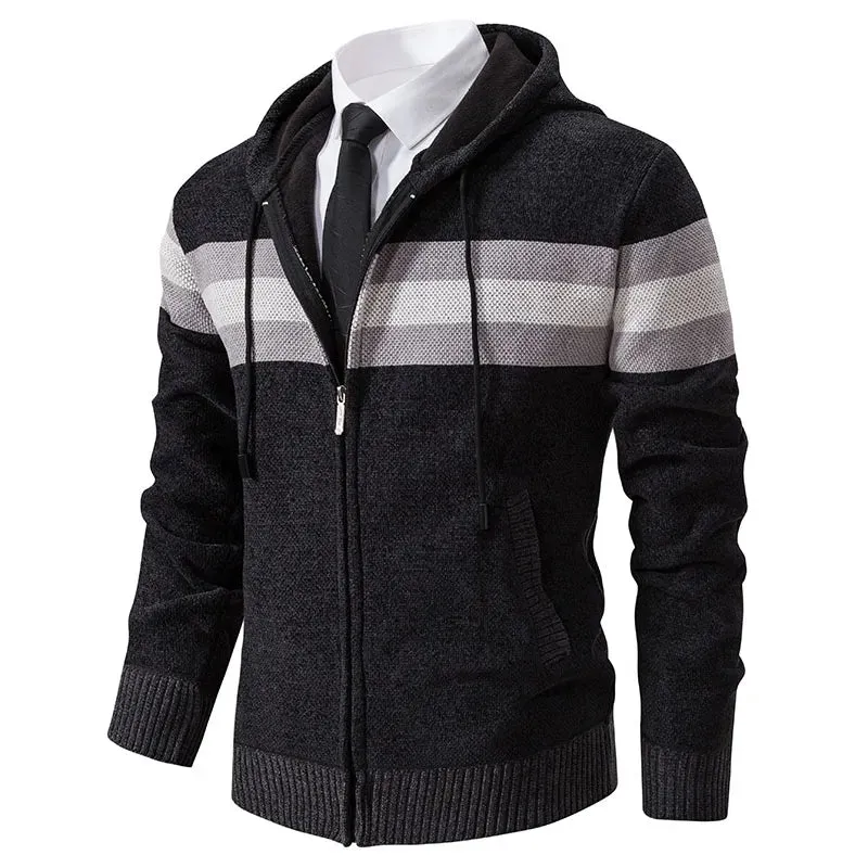 Thick Fleece Warm Slim Casual Hooded Casual Cardigans Sweaters Winter Knitwear Cardigans Hoodies Coats