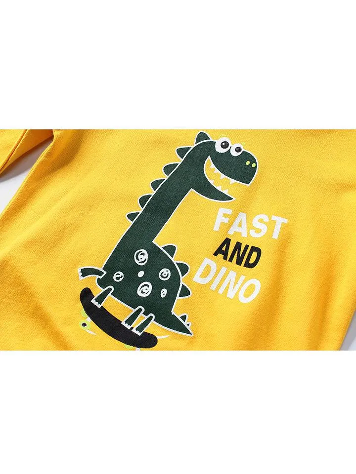 Toddler Baby Cool Fast and Dino Dinosaur Printed Pullover 3 Colors