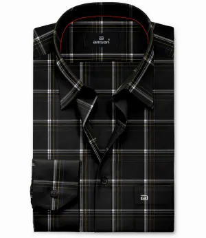 Vegas - Black With Grey Checked Shirts For Mens | Ariser