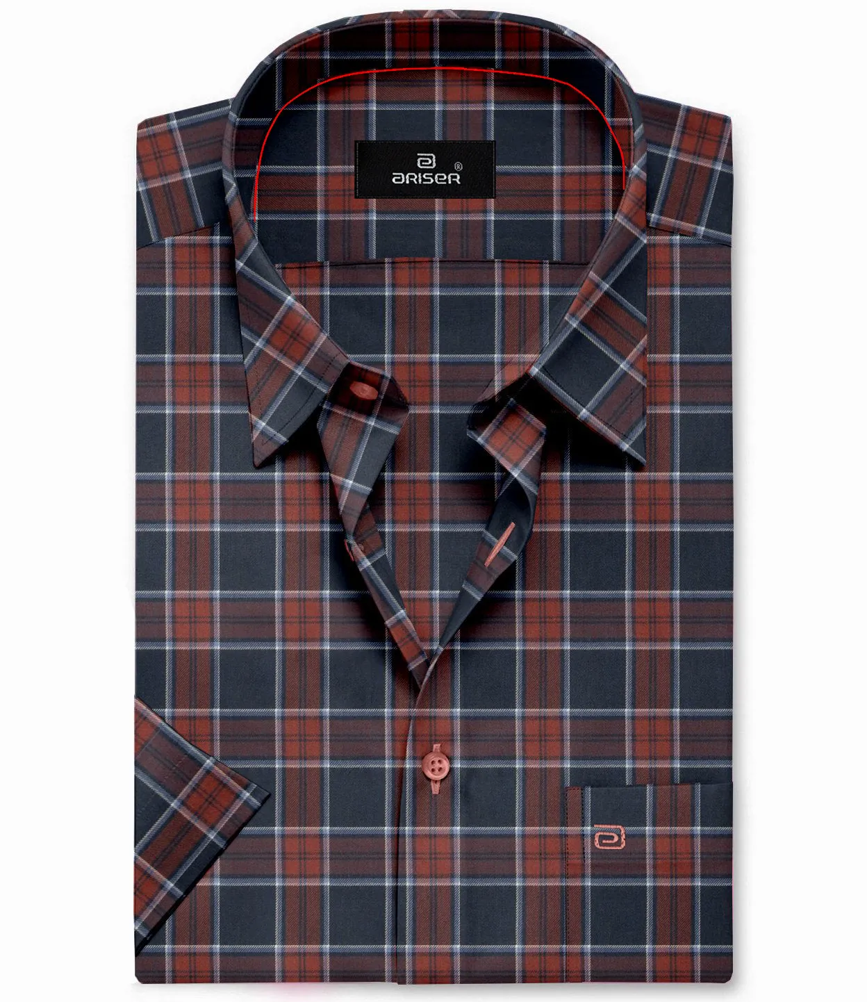 Vegas - Brown With Navy Blue Checked Shirts For Mens | Ariser