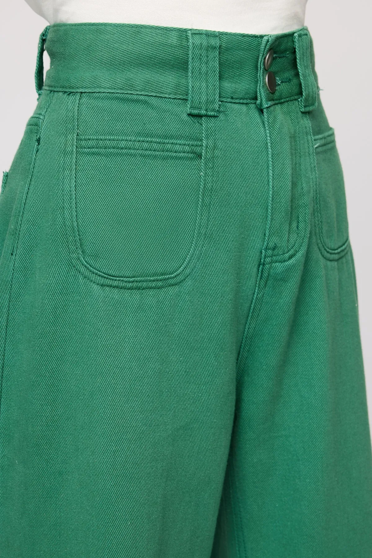 Verdant Green Denim Korean Pants