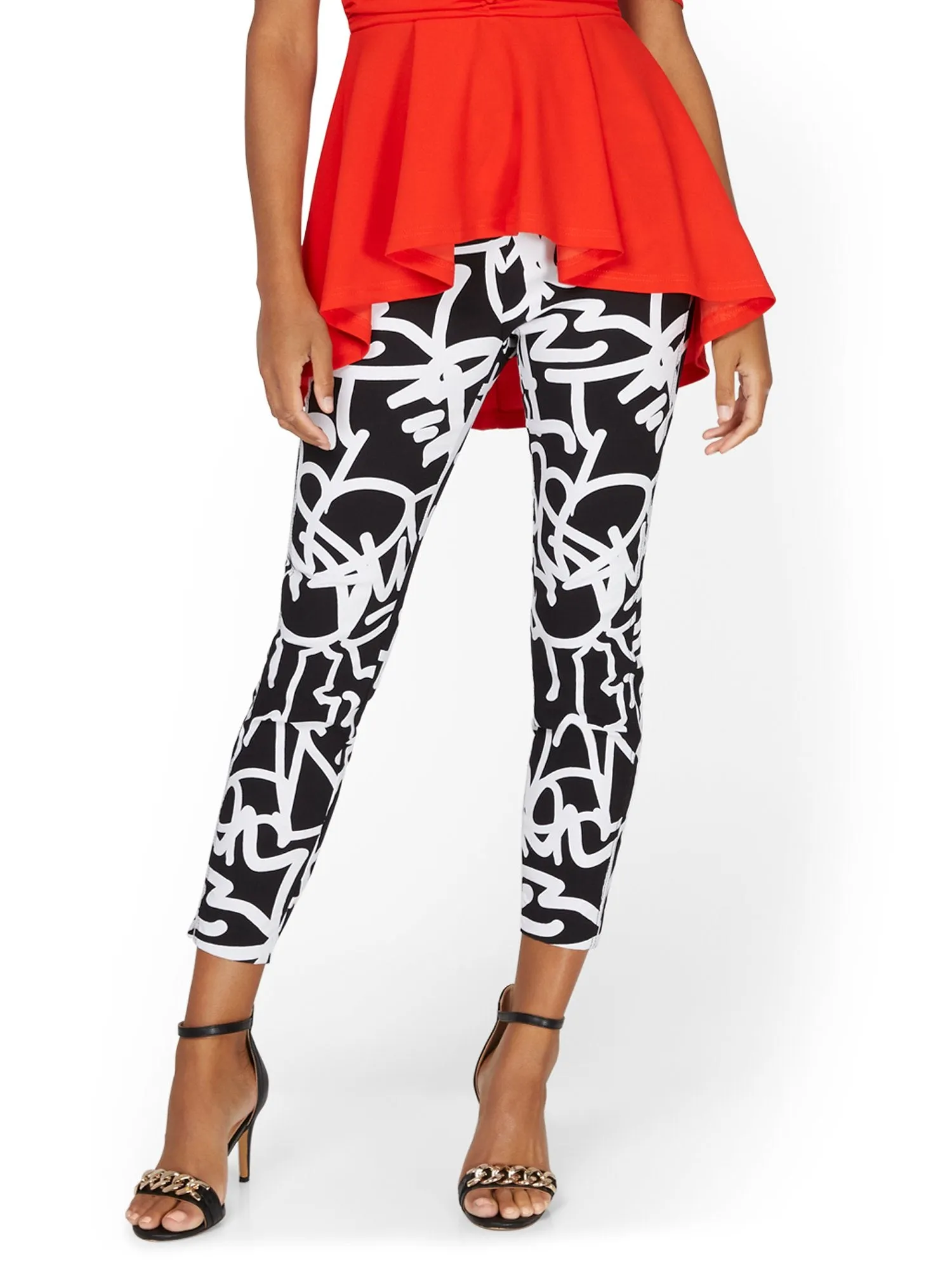 Whitney High-Waisted Pull-On Slim-Leg Ankle Pant - Graffiti