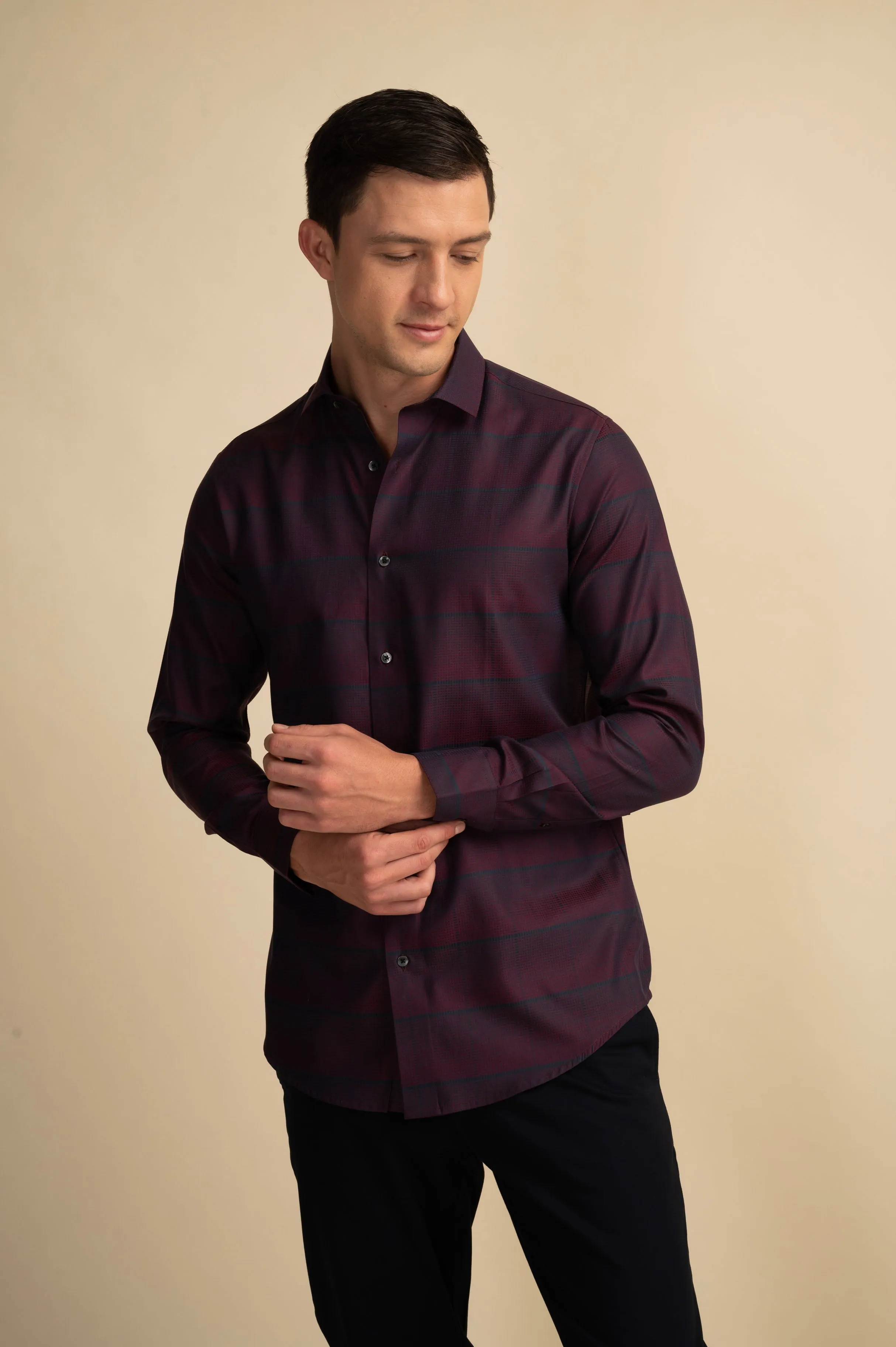 Wine Broad Stripe Shirt