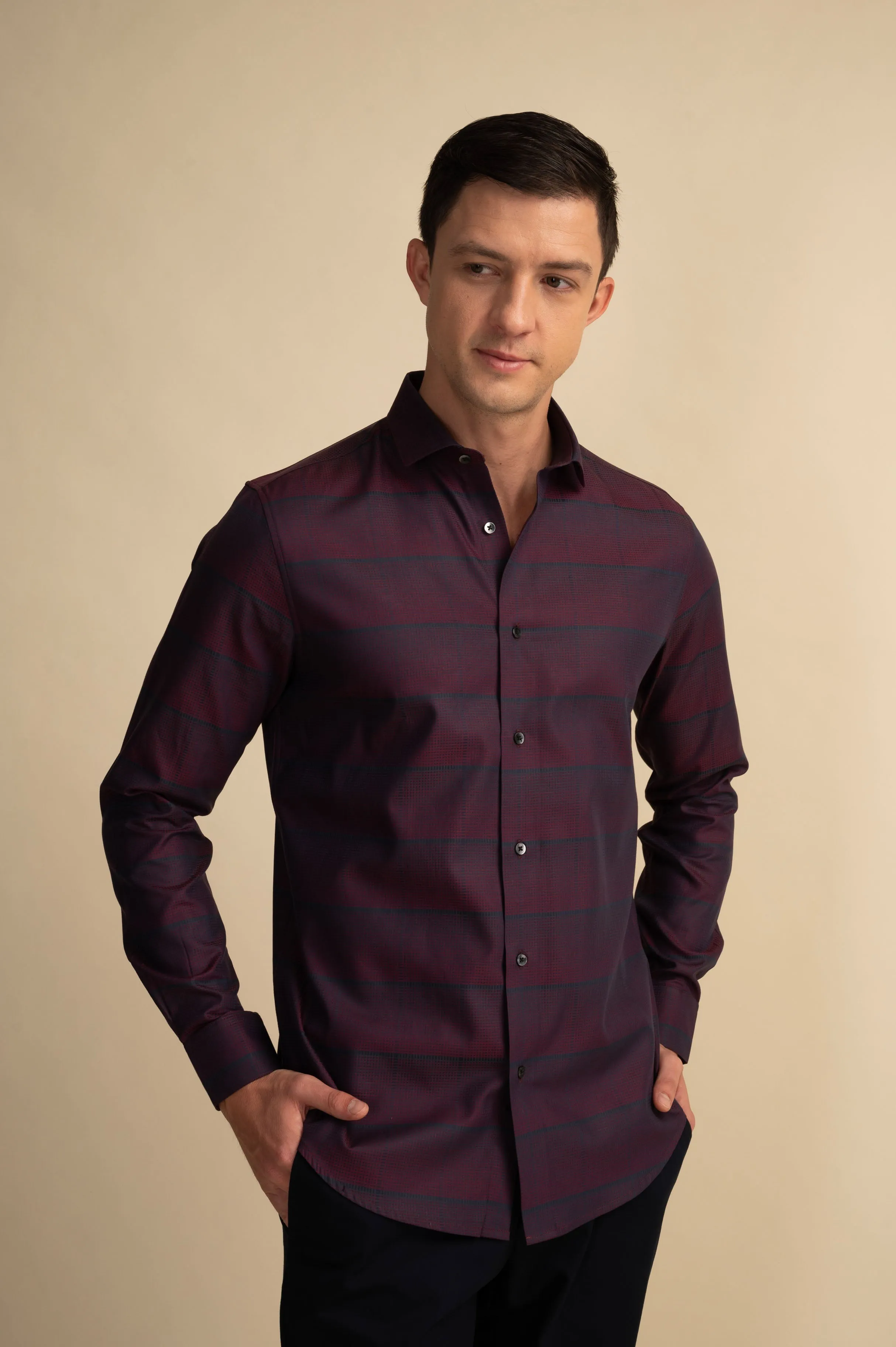 Wine Broad Stripe Shirt