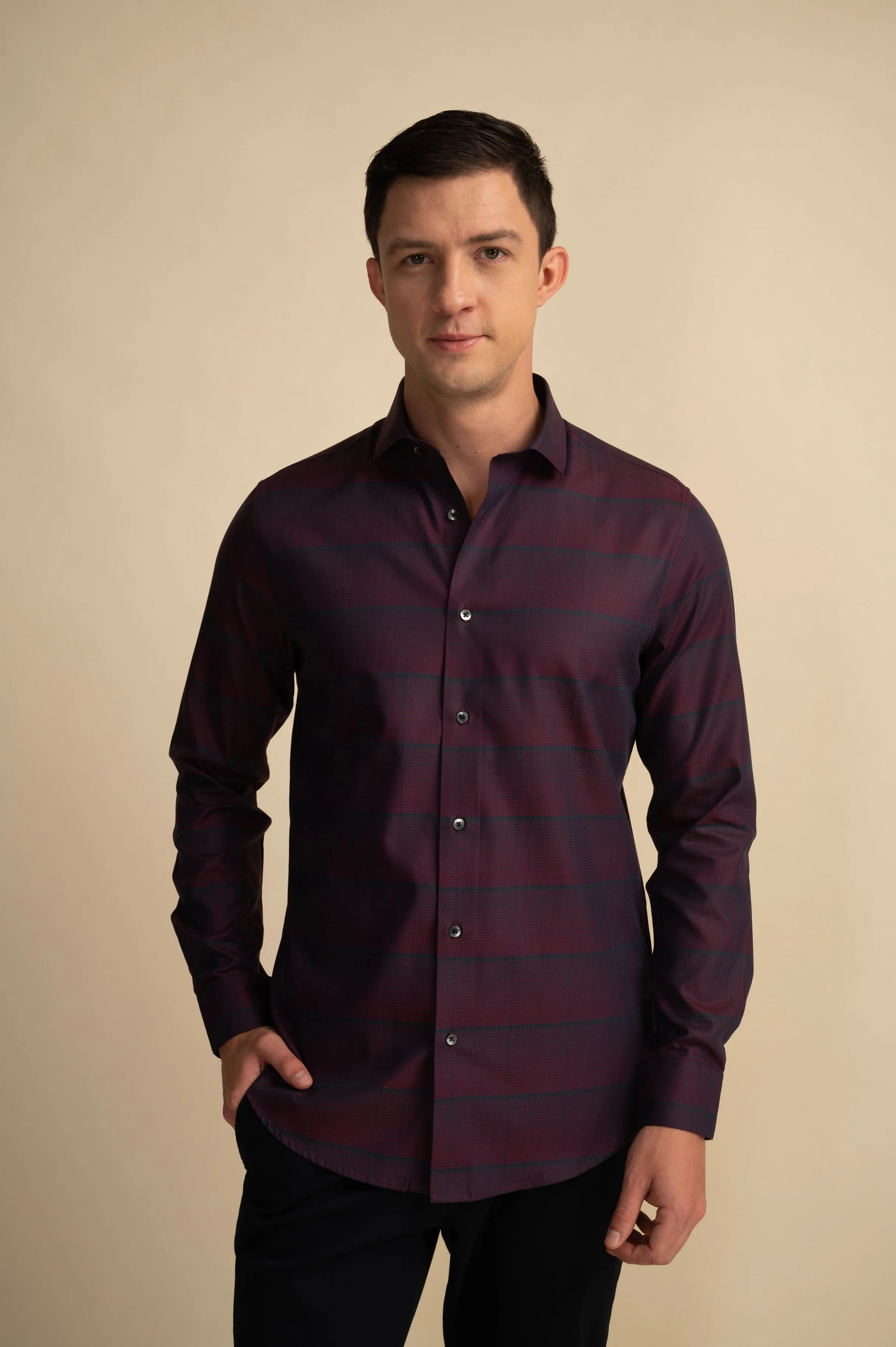 Wine Broad Stripe Shirt