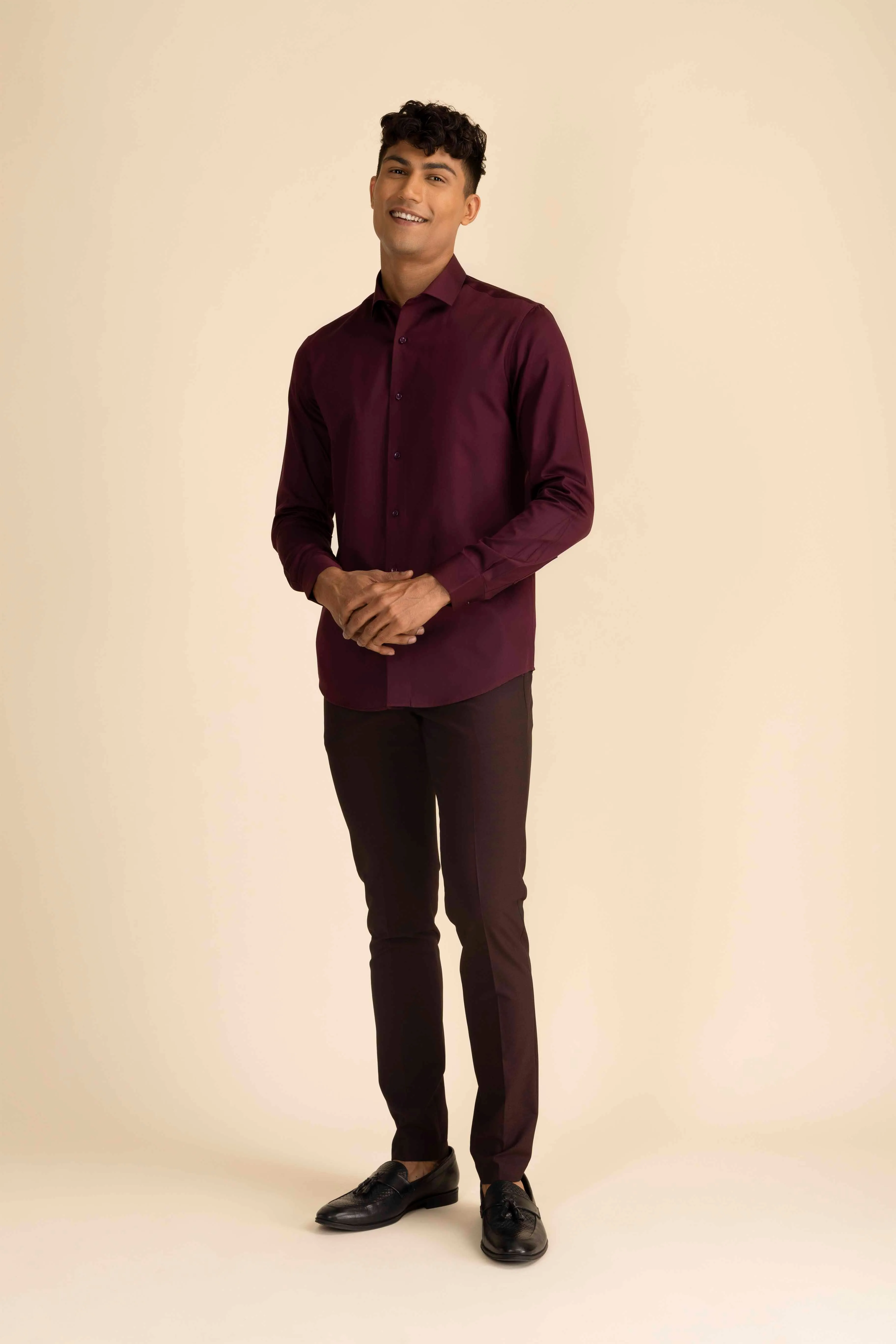 Wine Sateen Shirt