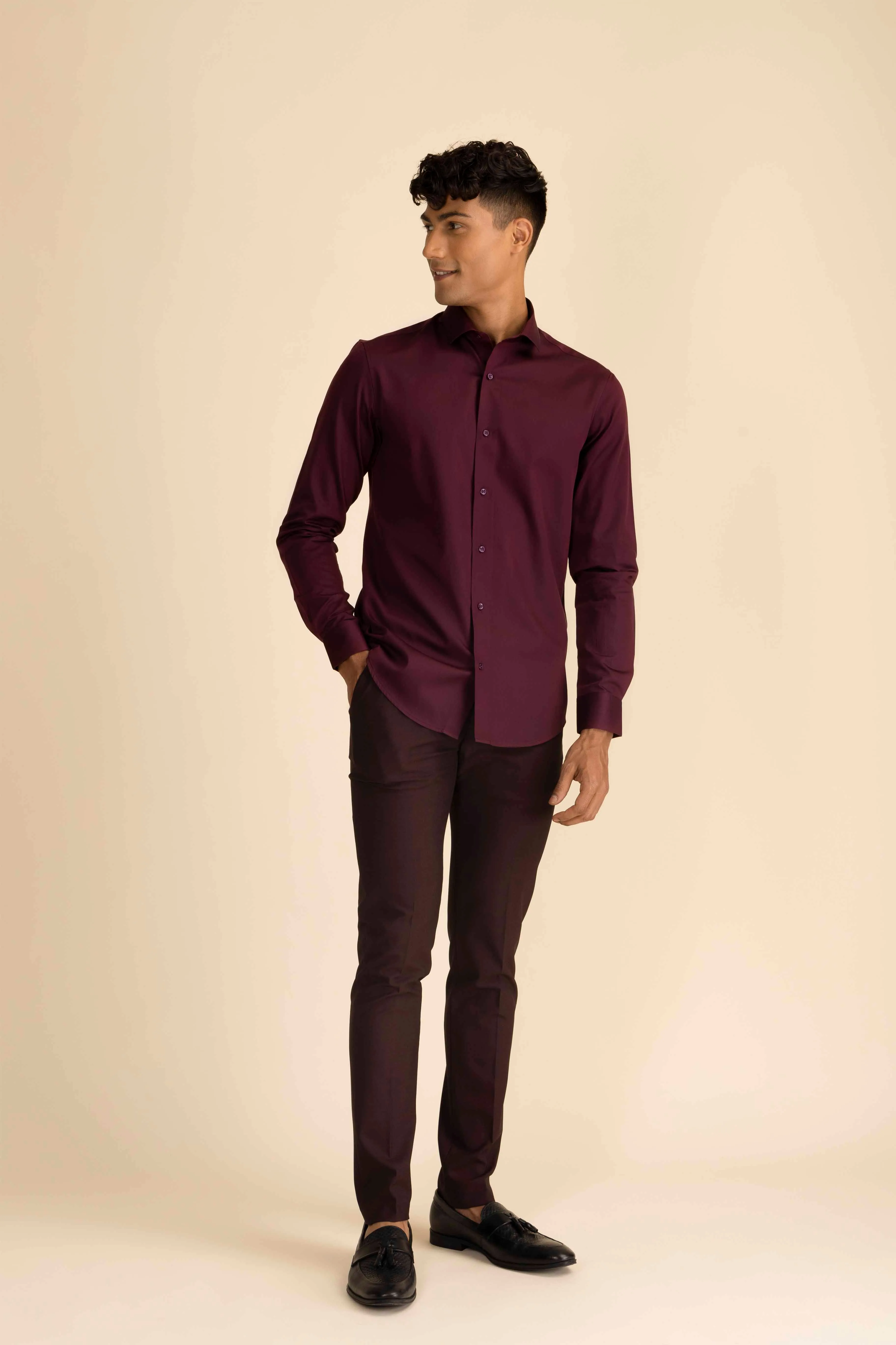 Wine Sateen Shirt