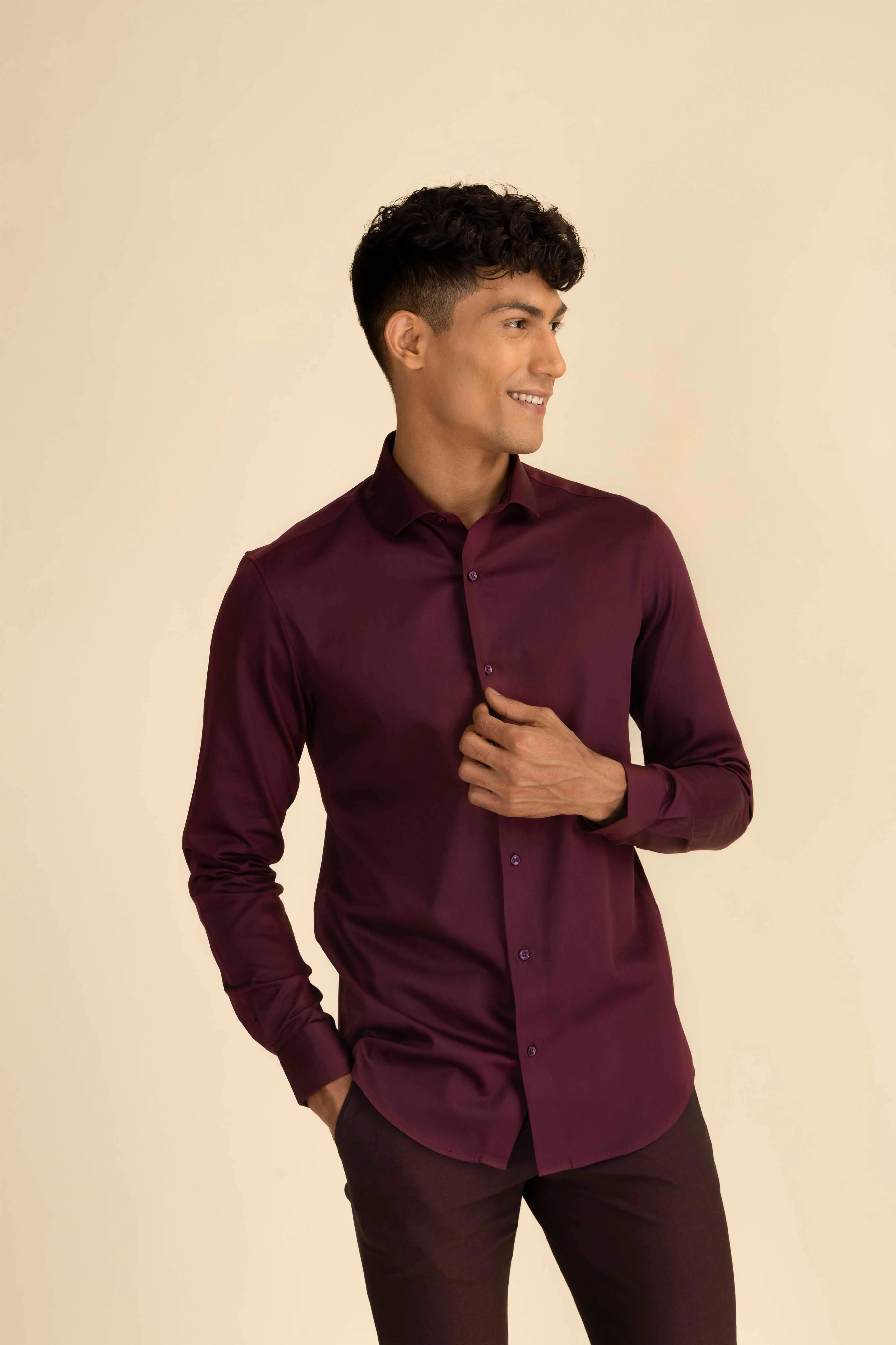 Wine Sateen Shirt