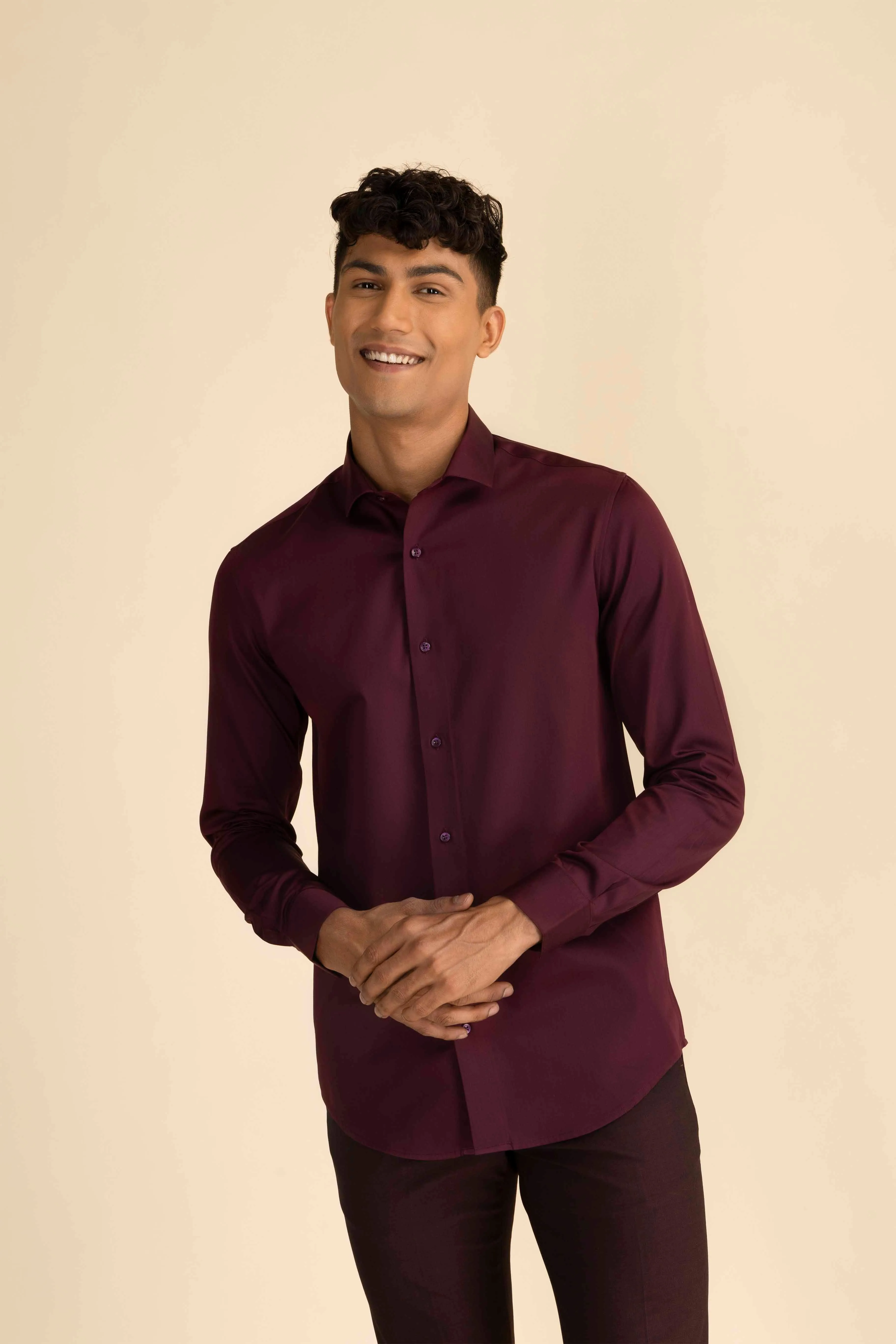 Wine Sateen Shirt