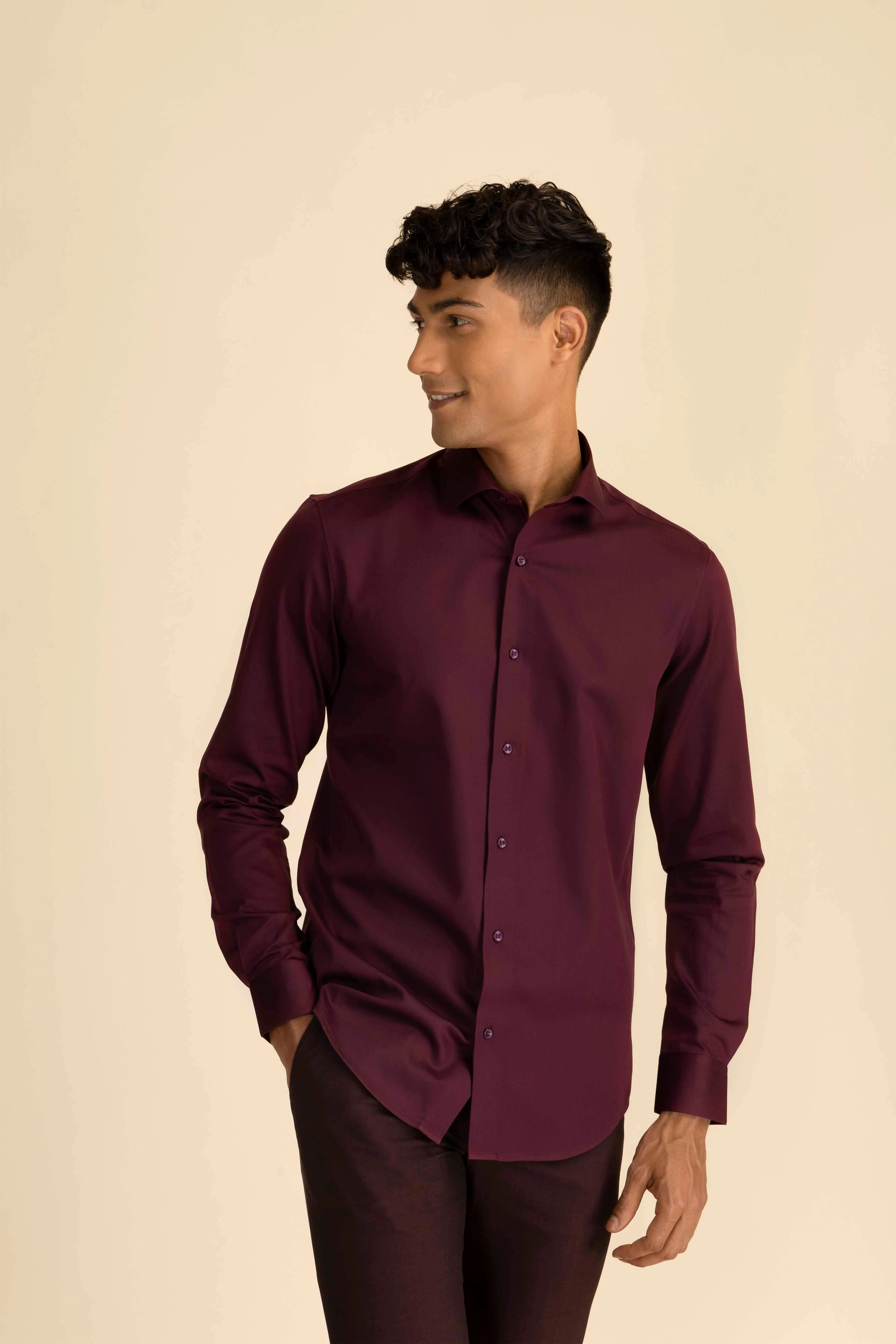 Wine Sateen Shirt