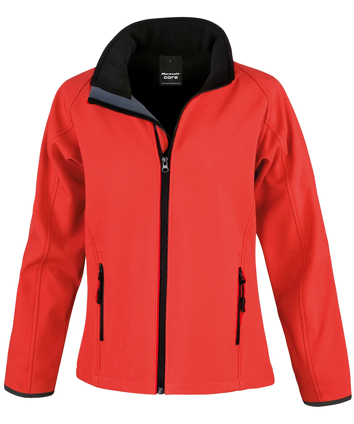 Womens Core printable softshell jacket | Red/Black