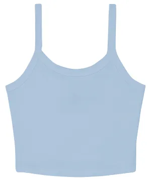 Womens micro rib spaghetti strap tank | Solid Baby Blue Blend