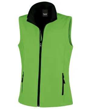 Womens printable softshell bodywarmer | Vivid Green/Black