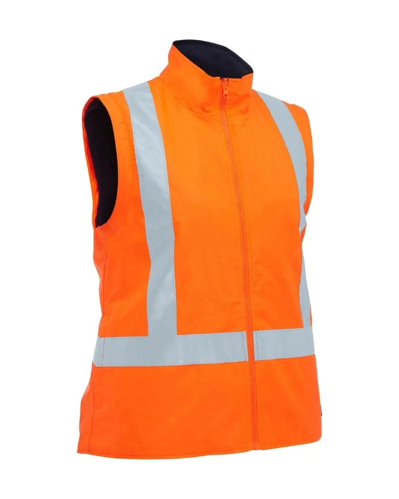 Womens Taped Hi Vis 5 In 1 Rain Jacket - Orange/Navy