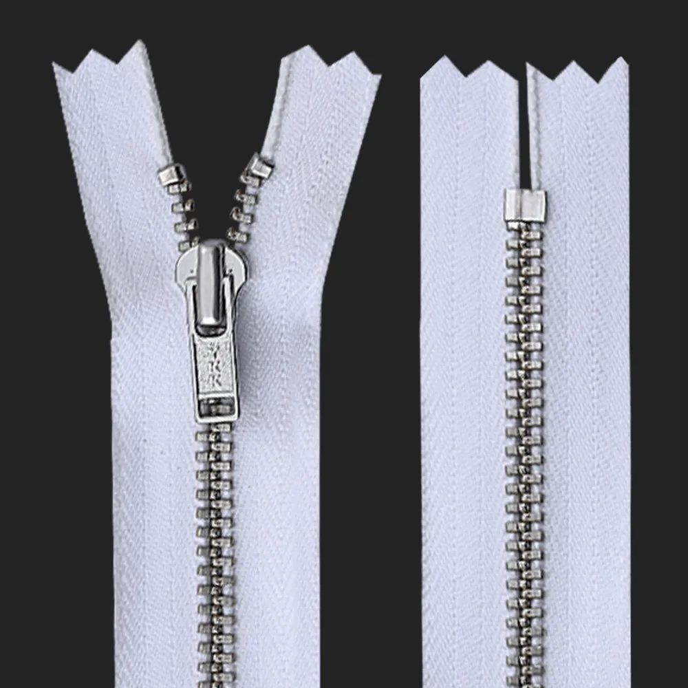 YKK #3 Black/White Tape Silver Teeth Closed-End YKK Zipper