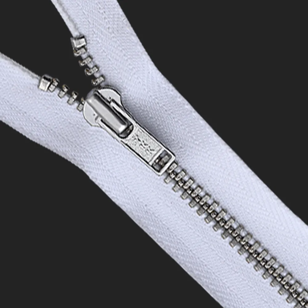 YKK #3 Black/White Tape Silver Teeth Closed-End YKK Zipper